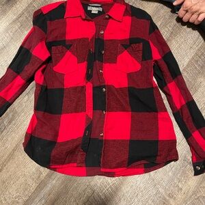 Maurices Red and Black Checkered Shirt